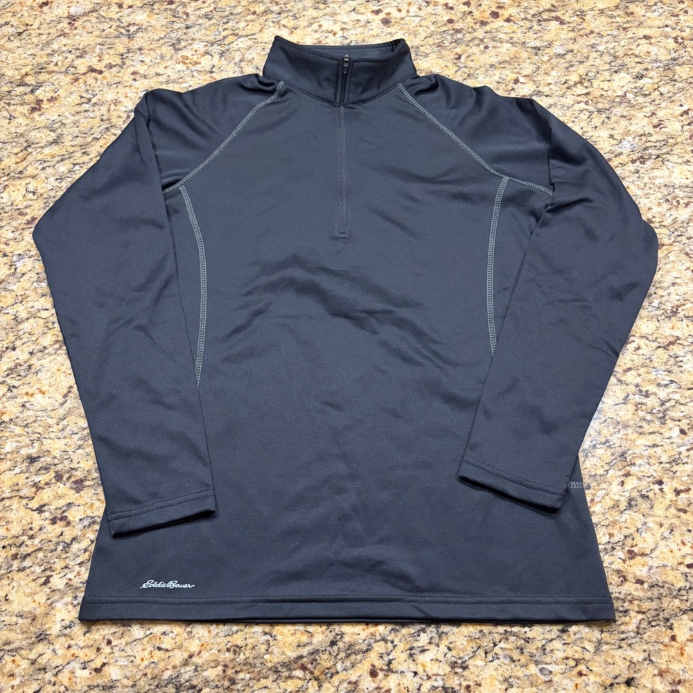 NEW Eddie Bauer Womens Smooth Fleece 1/2-Zip Pullover Black Large Long Sleeve ws